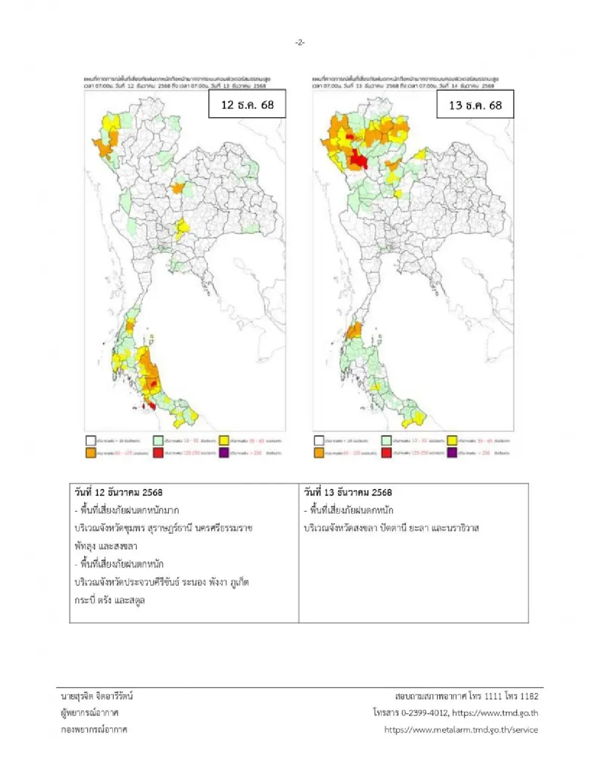 ประกาศล่าสุด ฉ.14 อากาศแปรปรวน ใต้ฝนตกหนัก ไทยตอนบน หนาวมาก ลมแรง