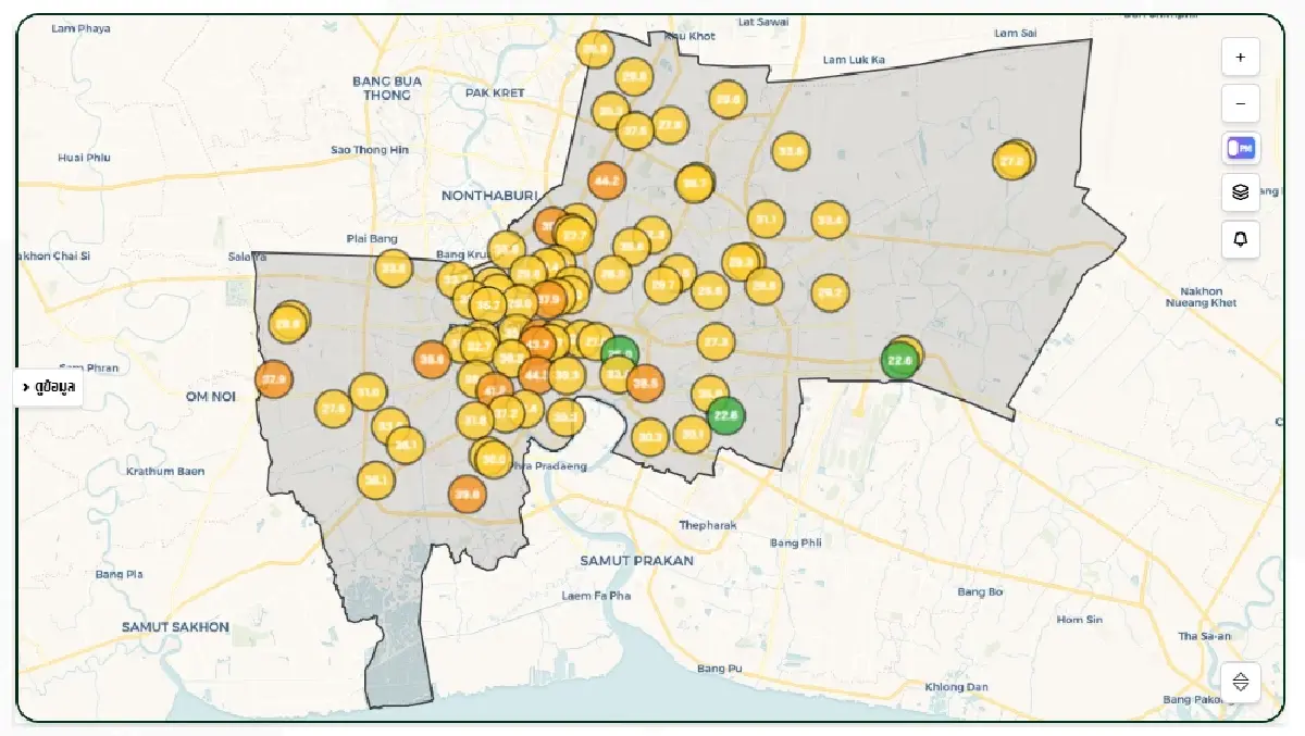 จตุจักร-สาทร-บางรัก อ่วมหนัก ค่าฝุ่นสูง PM2.5 กทม. อากาศไม่ดี