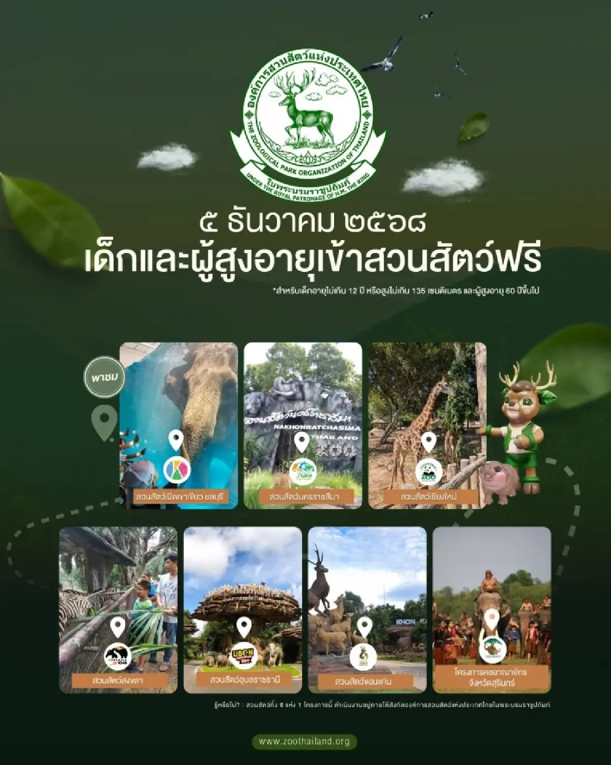 ‘วันพ่อ’ เข้าชมฟรี! รวมสถานที่เที่ยวทั่วไทย วันที่ 5 ธันวาคม 2568