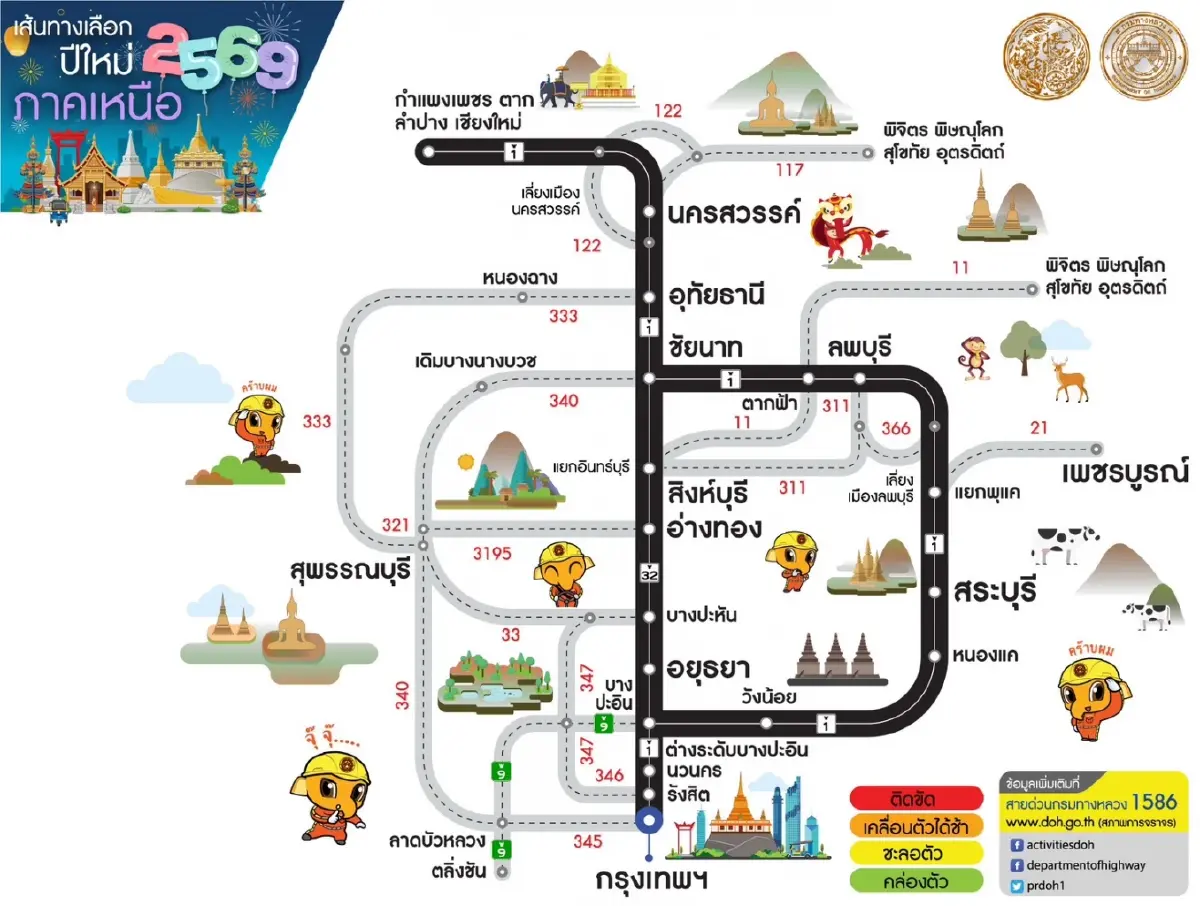 วางแผนเดินทาง ทล. แนะ 'เส้นทางเลี่ยงรถติด' ทั่วไทย ช่วงเทศกาลปีใหม่ 2569