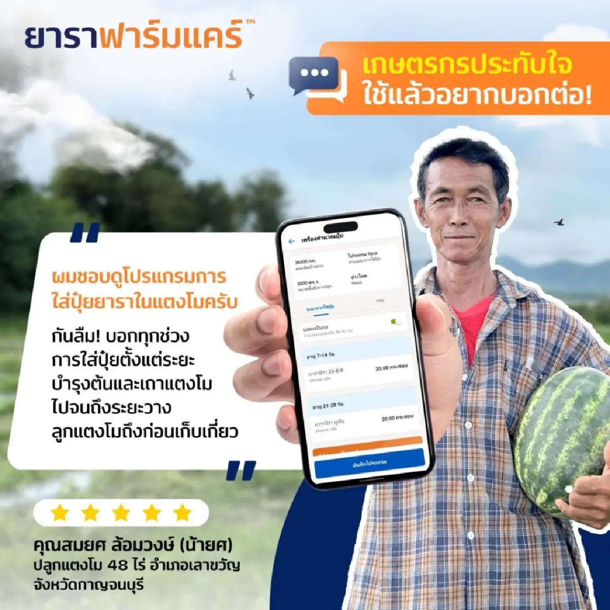 ดูแลฟาร์มผ่านมือถือด้วยแอปฯ 'ยาราฟาร์มแคร์' ยกระดับ 'เกษตรแม่นยำ' ไทย