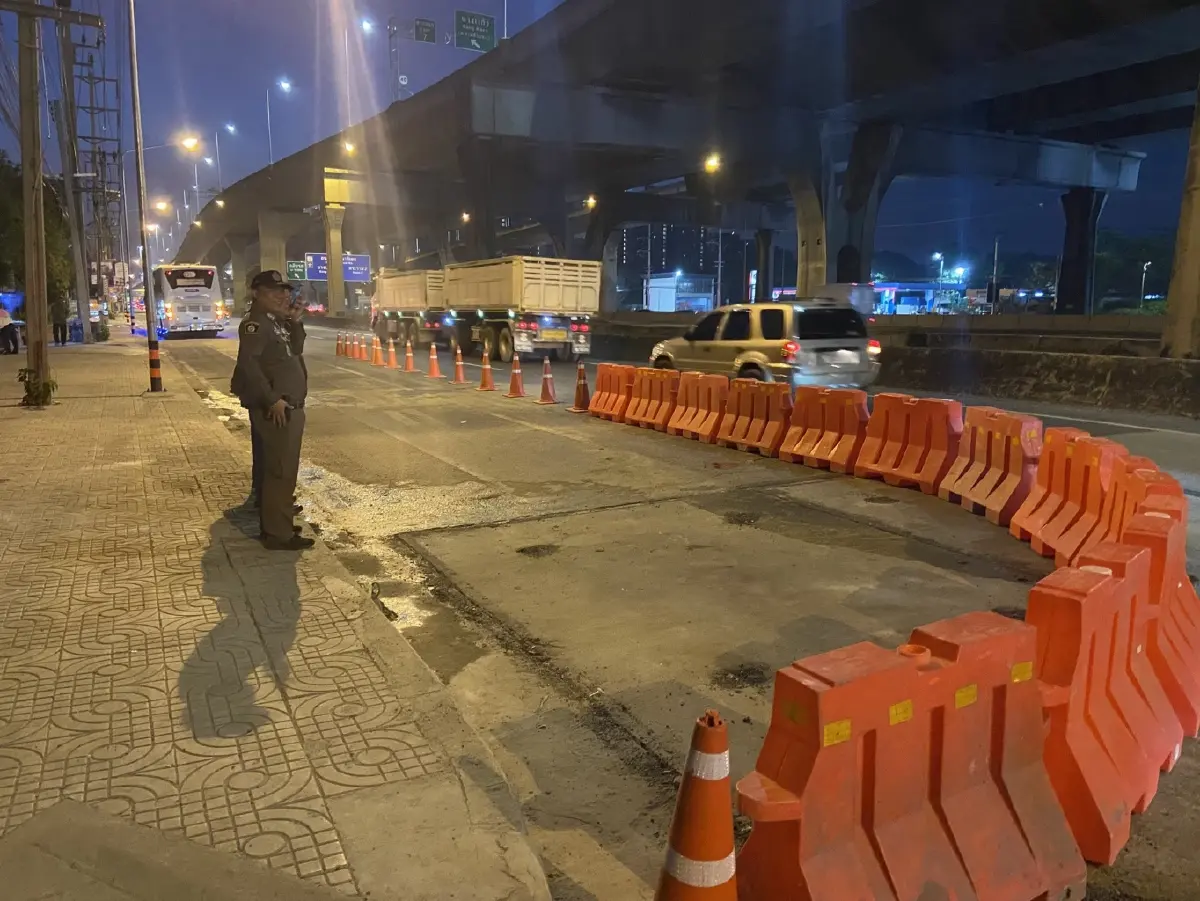 ด่วน! เลี่ยงได้เลี่ยง ถนนทรุดตัว 'บางนา-ตราด' ปิดถนน ระวังรถติด