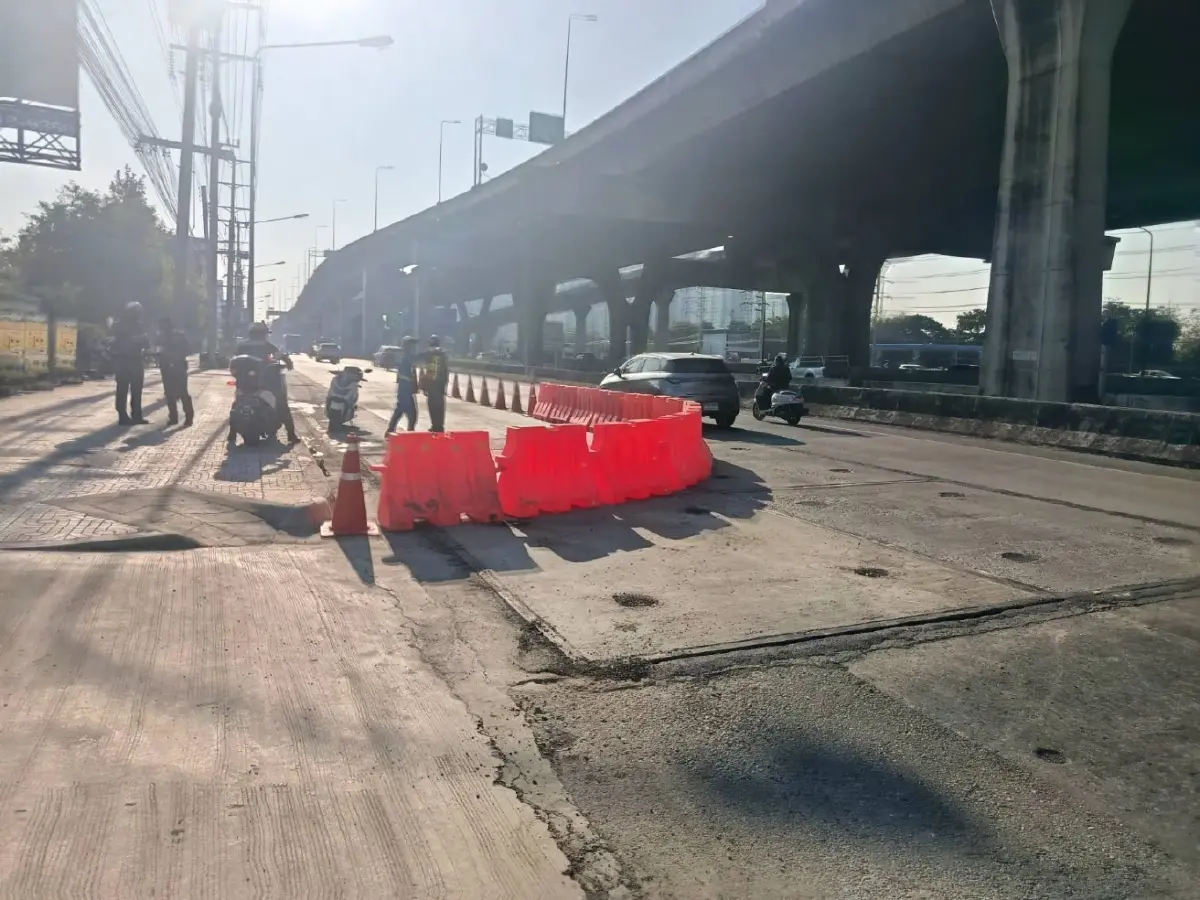 ด่วน! เลี่ยงได้เลี่ยง ถนนทรุดตัว 'บางนา-ตราด' ปิดถนน ระวังรถติด