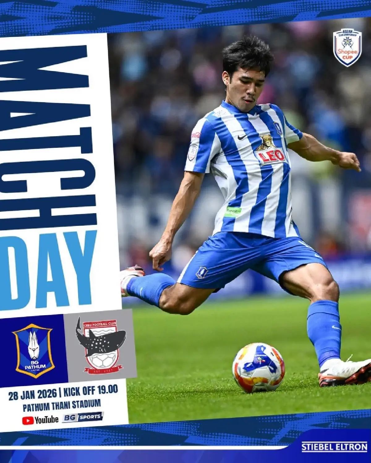 ฟุตบอลไทย 'บีจี ปทุม ยูไนเต็ด พบ ดีเอช เซบู' ดูบอลสด ชิงแชมป์ Shopee Cup