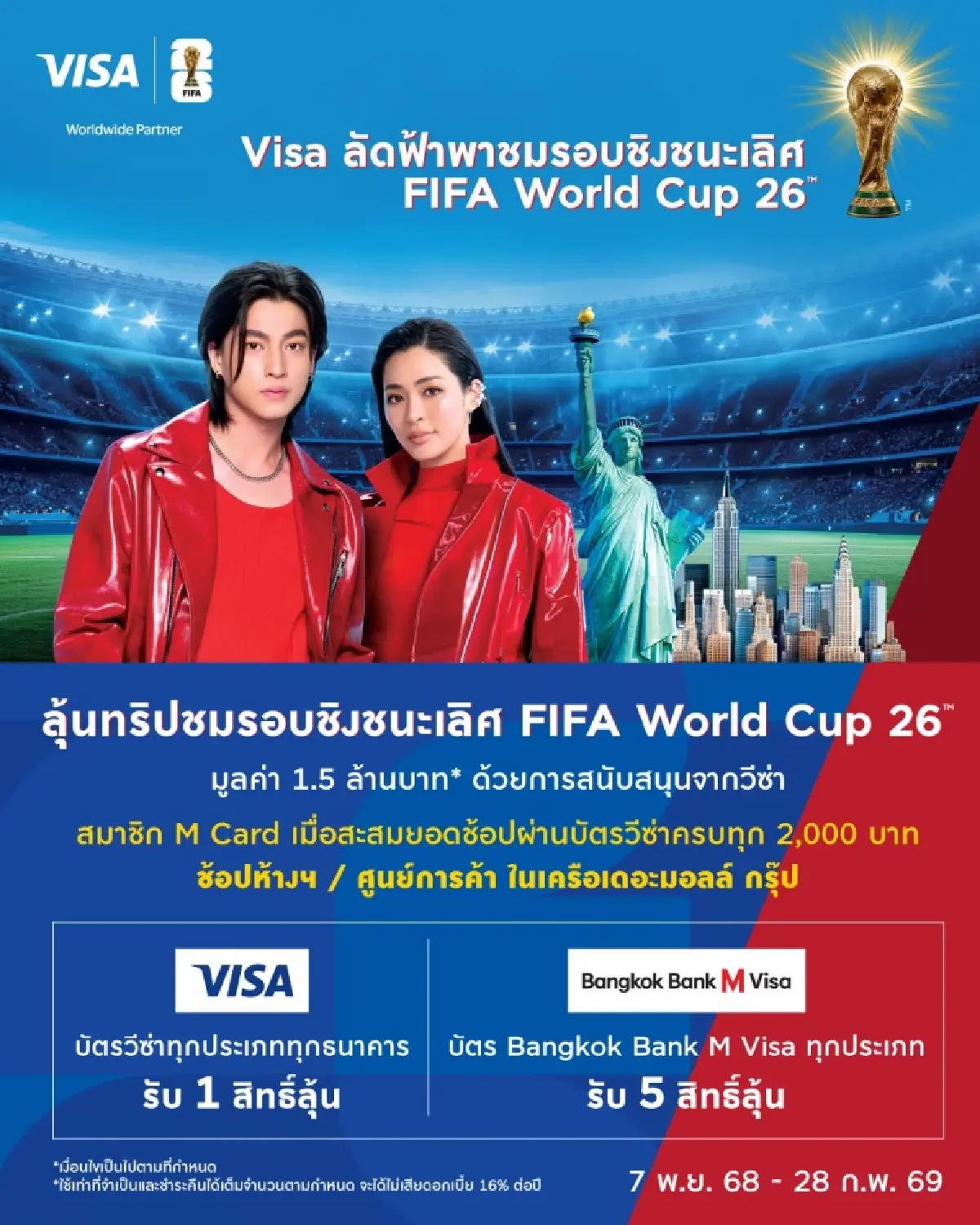 เดอะมอลล์ กรุ๊ป จับมือ วีซ่า ดึง FIFA WORLD CUP 26™ ชวนลูกค้าชมฟุตบอลโลกรอบชิงชนะเลิศ