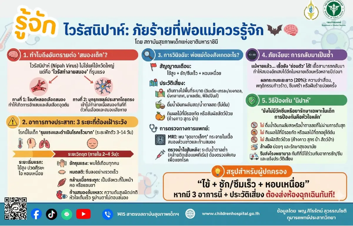 รู้จัก 'ไวรัสนิปาห์' ทำไมเด็กเล็กถึงเสี่ยงรุนแรงกว่าผู้ใหญ่