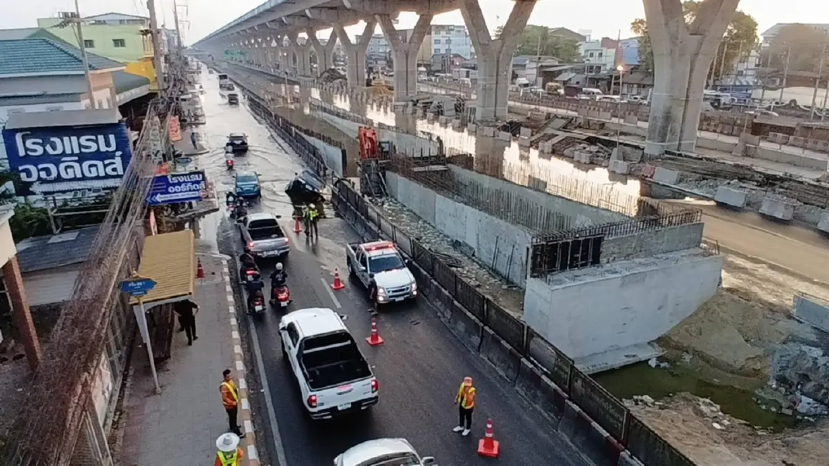 คืบหน้า ถนนทรุดตัว พระราม 2 วิบัติ ประกาศฉุกเฉิน น้ำไม่ไหล สมุทรสาคร