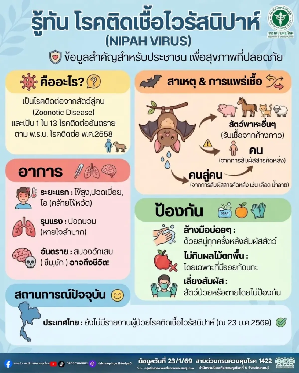 ยังไม่มียารักษา! ไวรัสนิปาห์ Nipah Virus ตายสูง 75% ให้ระวัง ไข้สูง