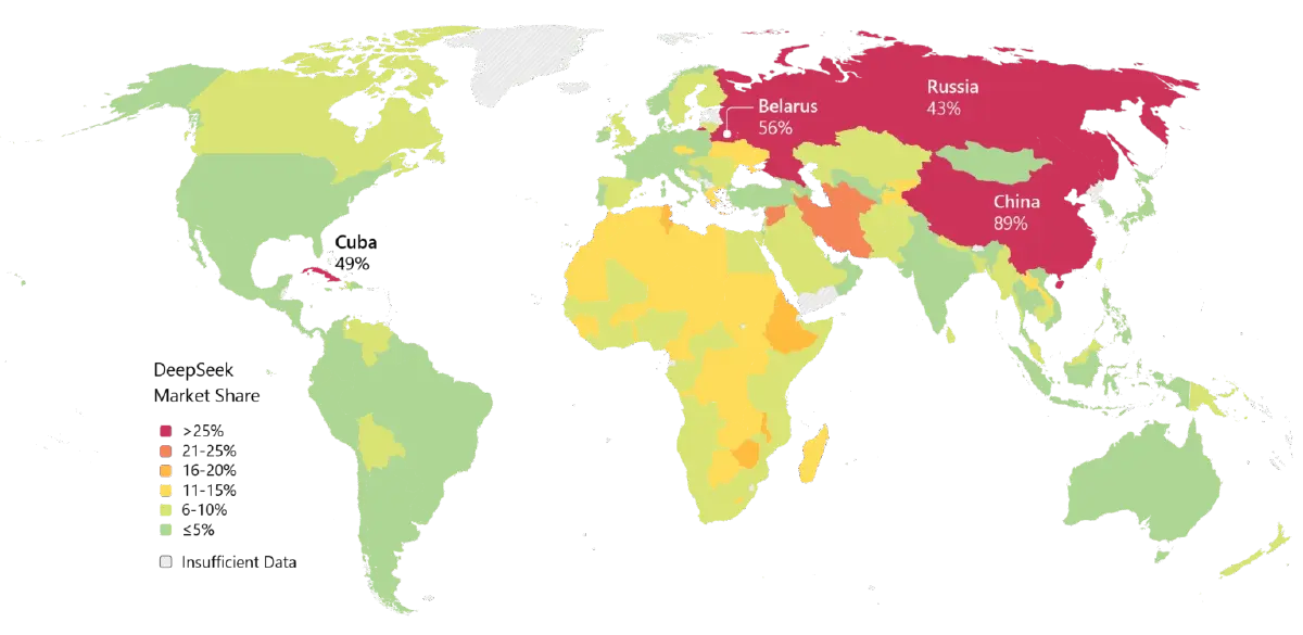 รายงาน Microsoft ระบุว่า DeepSeek ได้รับความนิยมในประเทศกำลังพัฒนา