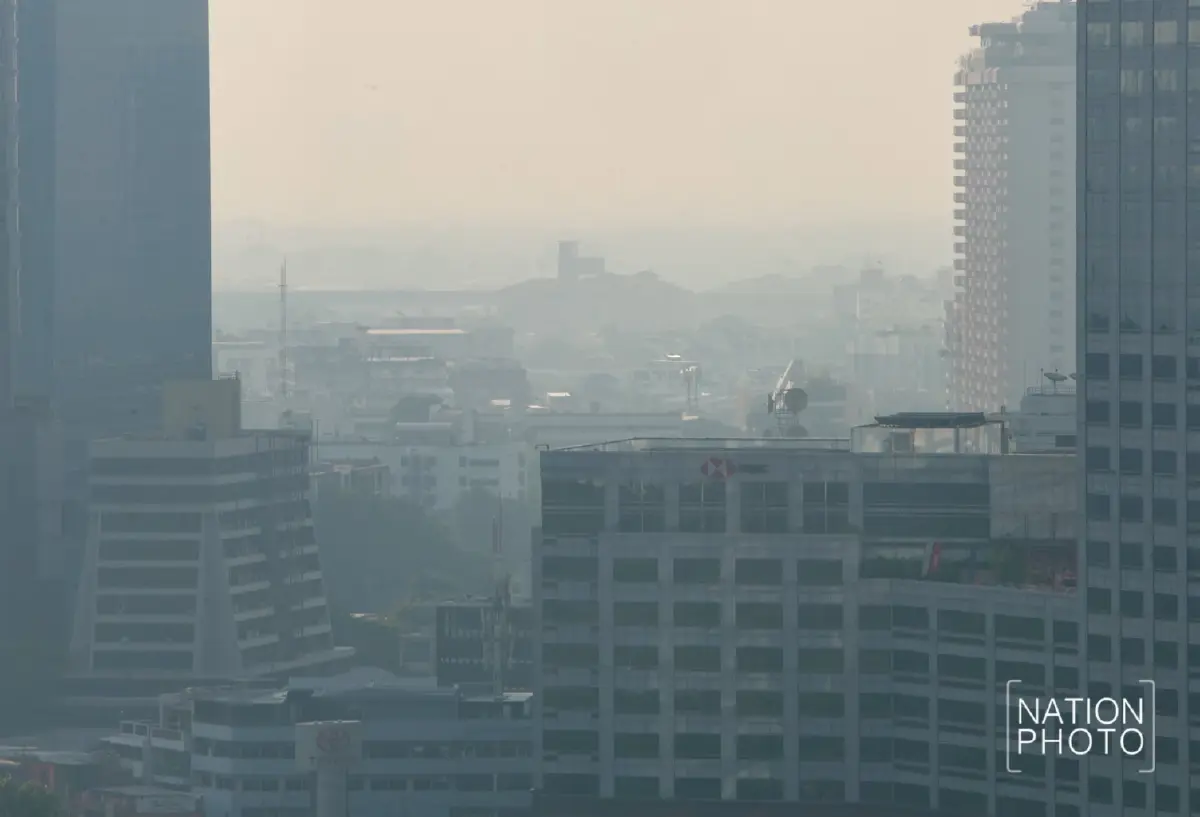 วันนี้ฝุ่นแรงสีแดงเต็มพื้นที่ เปิดภาพล่าสุดฝุ่นปกคลุมกรุงเทพ