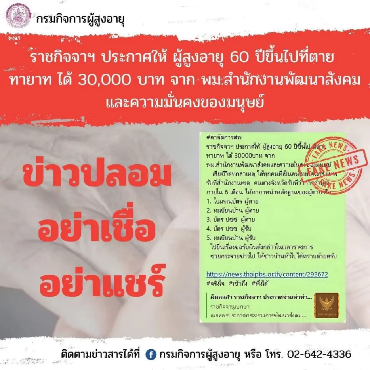 พม. ชี้แจงแล้ว กรณีผู้สูงอายุเสียชีวิต ทายาทรับเงิน 30,000 บาท