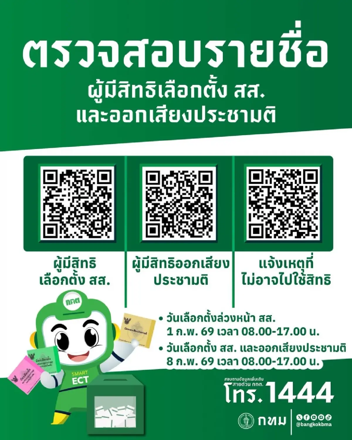 เช็กสิทธิเลือกตั้ง 2569 ดูรายชื่อ เลือกตั้ง สส. ออกเสียงประชามติ