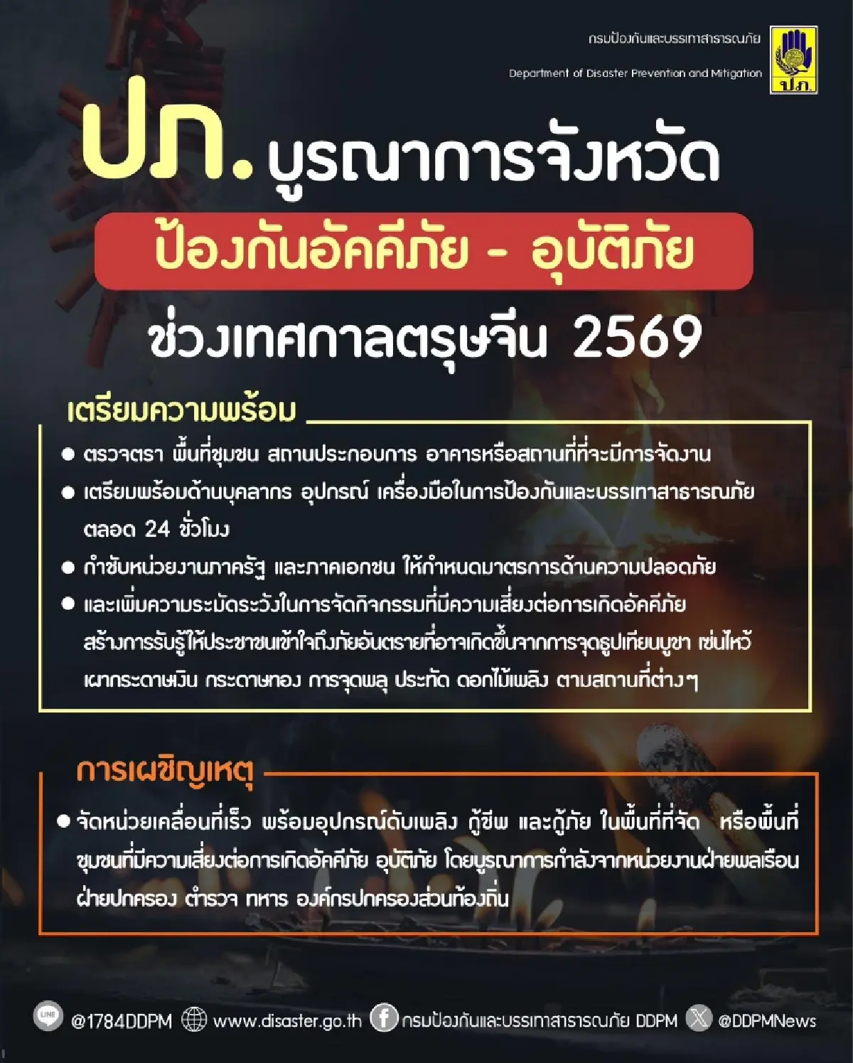 ปภ. สั่งเข้มมาตรการป้องกันอัคคีภัย อุบัติภัยช่วงเทศกาลตรุษจีน 69