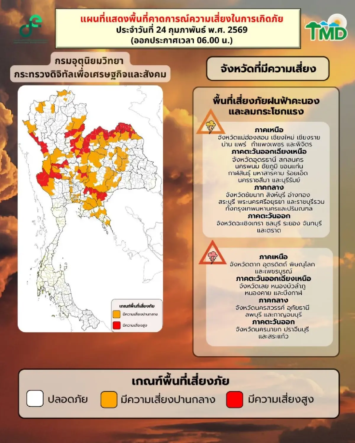 กรมอุตุ ประกาศ พายุเข้าไทย ‘อีสานอ่วม’ ฝนตกหนัก 40% กทม. ลมกระโชกแรง