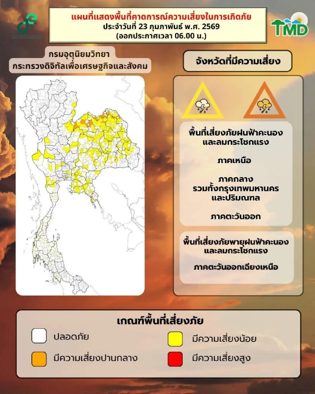 กรมอุตุ ประกาศรายชื่อ 39 จังหวัด รับมือพายุฤดูร้อนวันนี้ ลมแรง ฟ้าผ่า