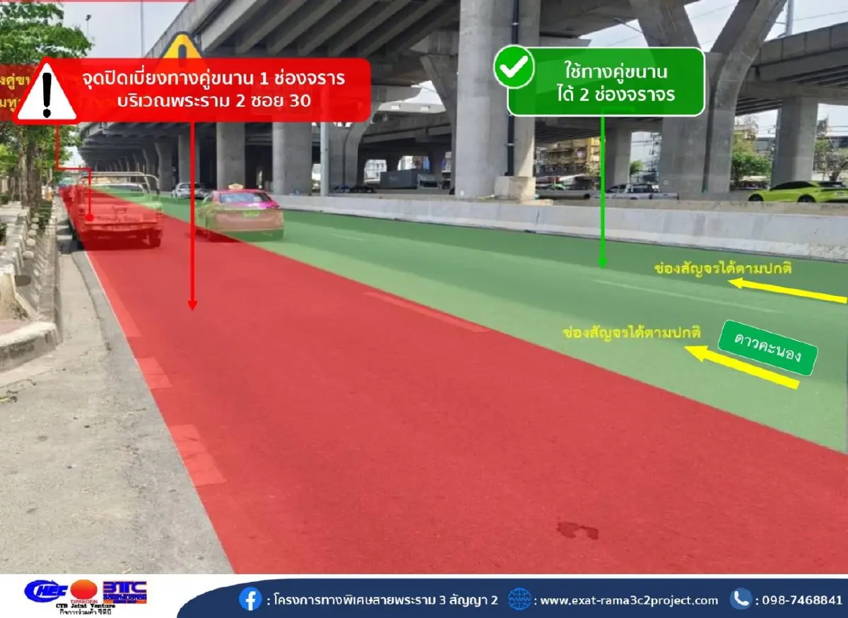 ผู้ใช้ทางเช็ก! แจ้งปิดเบี่ยงจราจรทางคู่ขนาน บนถนนพระราม 2 ฝั่งขาเข้า 13-28 ก.พ. 69
