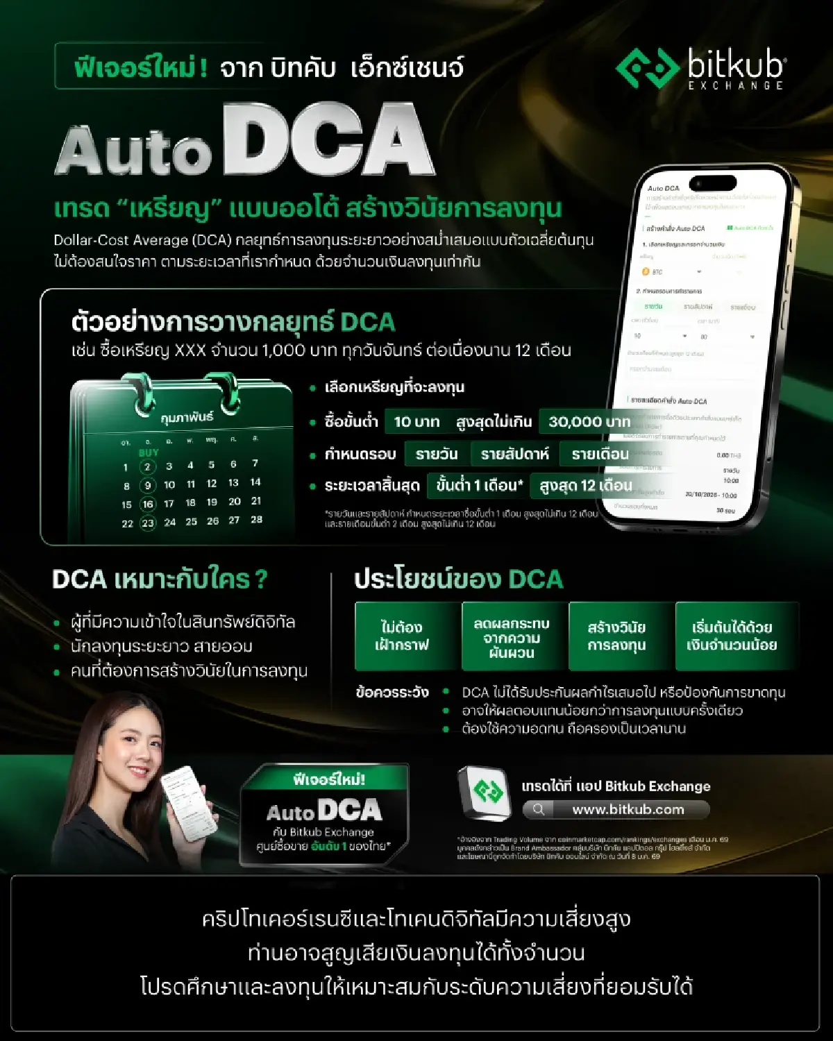 Bitkub Exchange เปิดตัวฟีเจอร์ใหม่ 'Auto DCA' ตอบโจทย์นักเทรดสายออม ลงทุนได้ทุกสภาวะตลาด