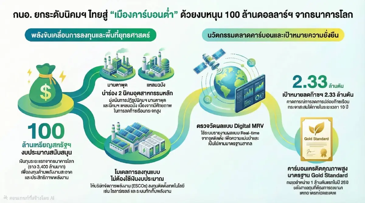 กนอ. คว้าเวิลด์แบงก์ 3,400 ล้าน ปั้น 'มาบตาพุด-แหลมฉบัง' สู่นิคมคาร์บอนต่ำ 