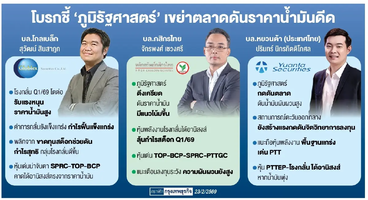 โบรกยก ‘โรงกลั่น-พลังงาน’ ฟื้นเด่น อานิสงส์‘น้ำมันพุ่ง’ รับตึงเครียดตะวันออกกลาง