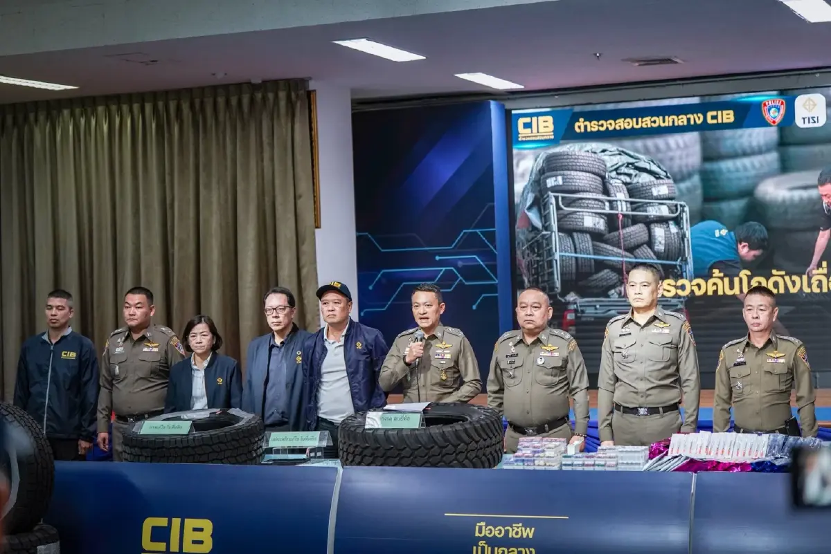 ย้อมแมวยางเก่ายี่ห้อดัง บุก 4 โกดังชลบุรี ยึดของกลาง 10 ล้านบ.