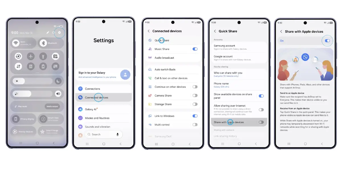 ปิดตำนานเส้นขนาน! Samsung อัป Quick Share ส่งไฟล์ไป Apple ไร้รอยต่อ