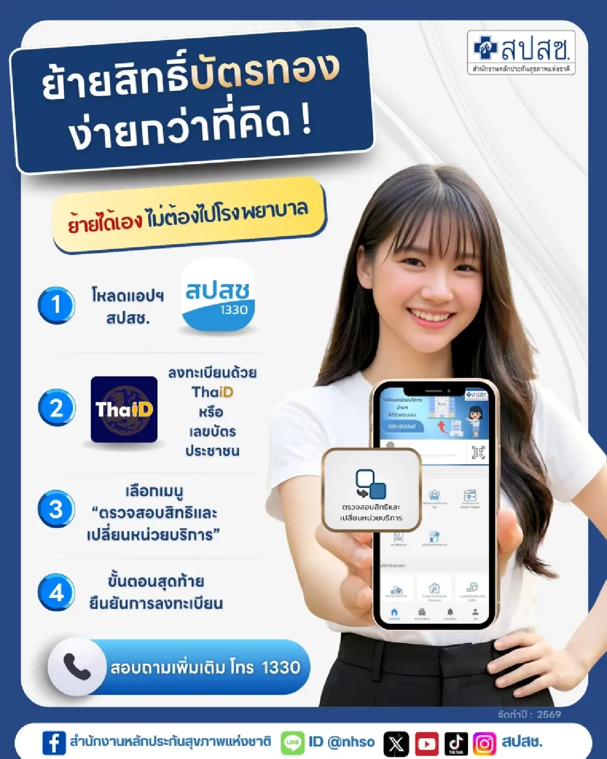 วิธีย้ายสิทธิบัตรทอง 2569 เปลี่ยนโรงพยาบาลใกล้ฉัน ต่างที่ ได้ฟรี