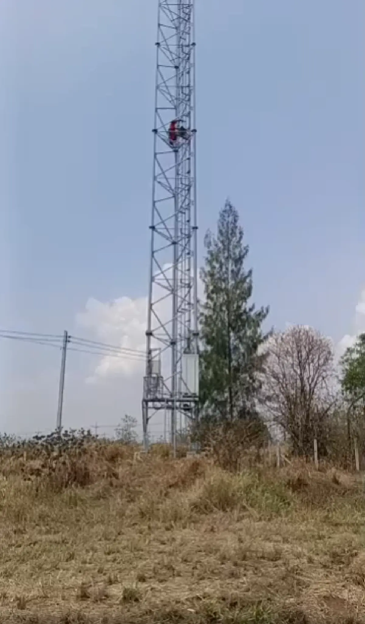 ด่วน ยังไม่ลง ชายขโมยสายไฟ มอเตอร์เวย์ M6 ปีนเสาสื่อสาร หนีความผิด