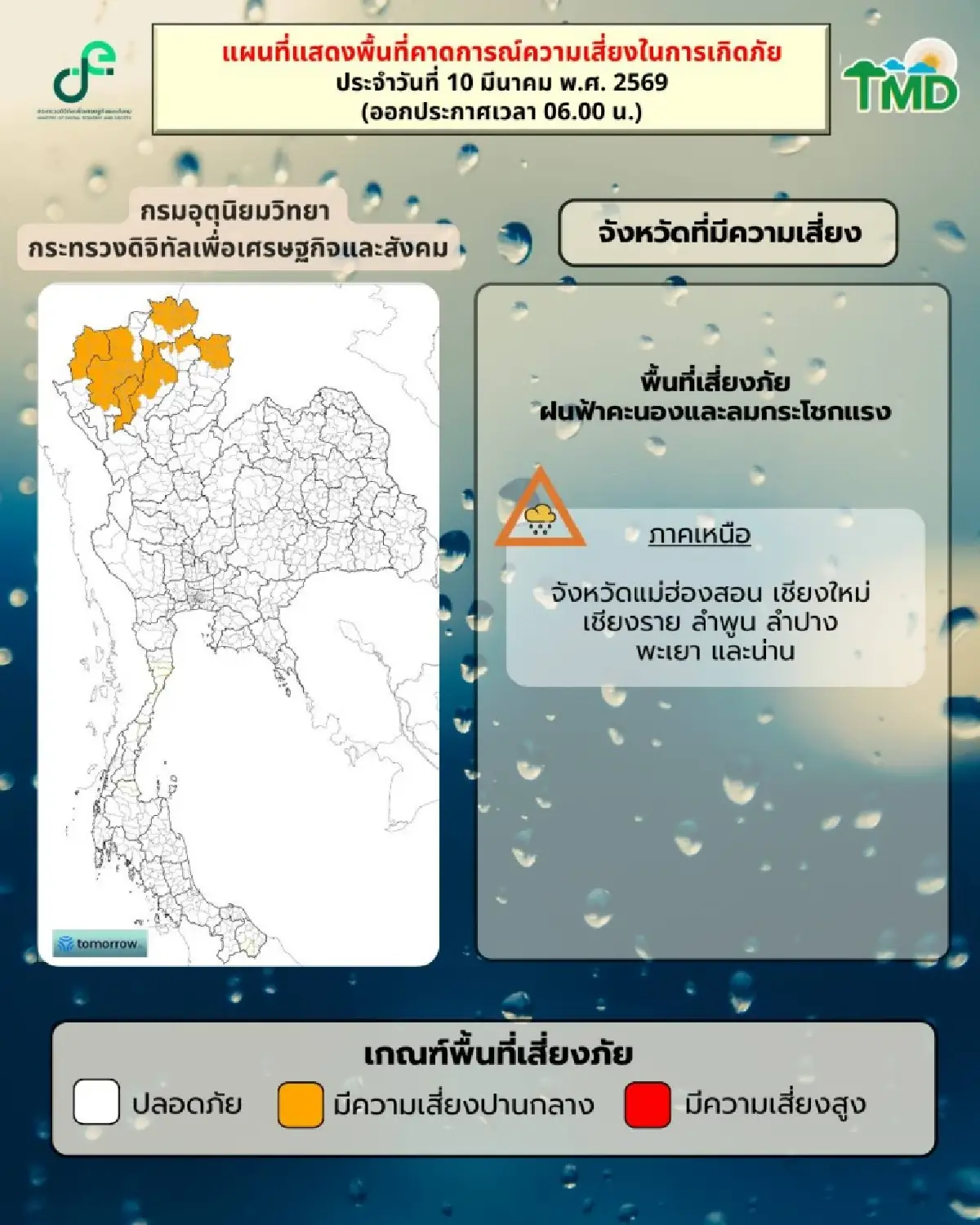 ฝนถล่มภาคเหนือ กรมอุตุ เตือน อากาศร้อนตอนกลางวัน ฟ้าคะนองบางแห่ง