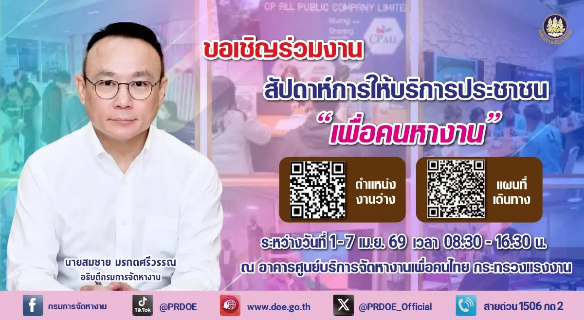 กรมการจัดหางาน เปิดช่องทางรับสมัครงาน 3,500 อัตรา ฝึกอาชีพอิสระฟรี