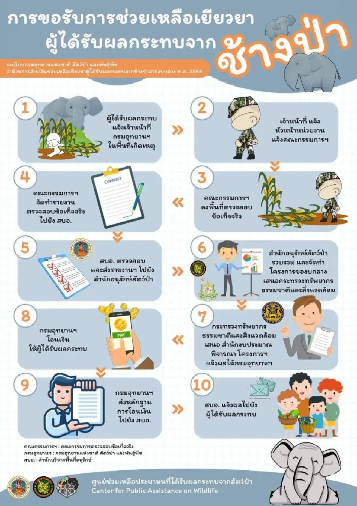 งวดแรกมาแล้ว! กรมอุทยานฯ จ่าย 7.3 ล้าน เยียวยา 70 ราย ได้รับผลกระทบจากช้างป่า