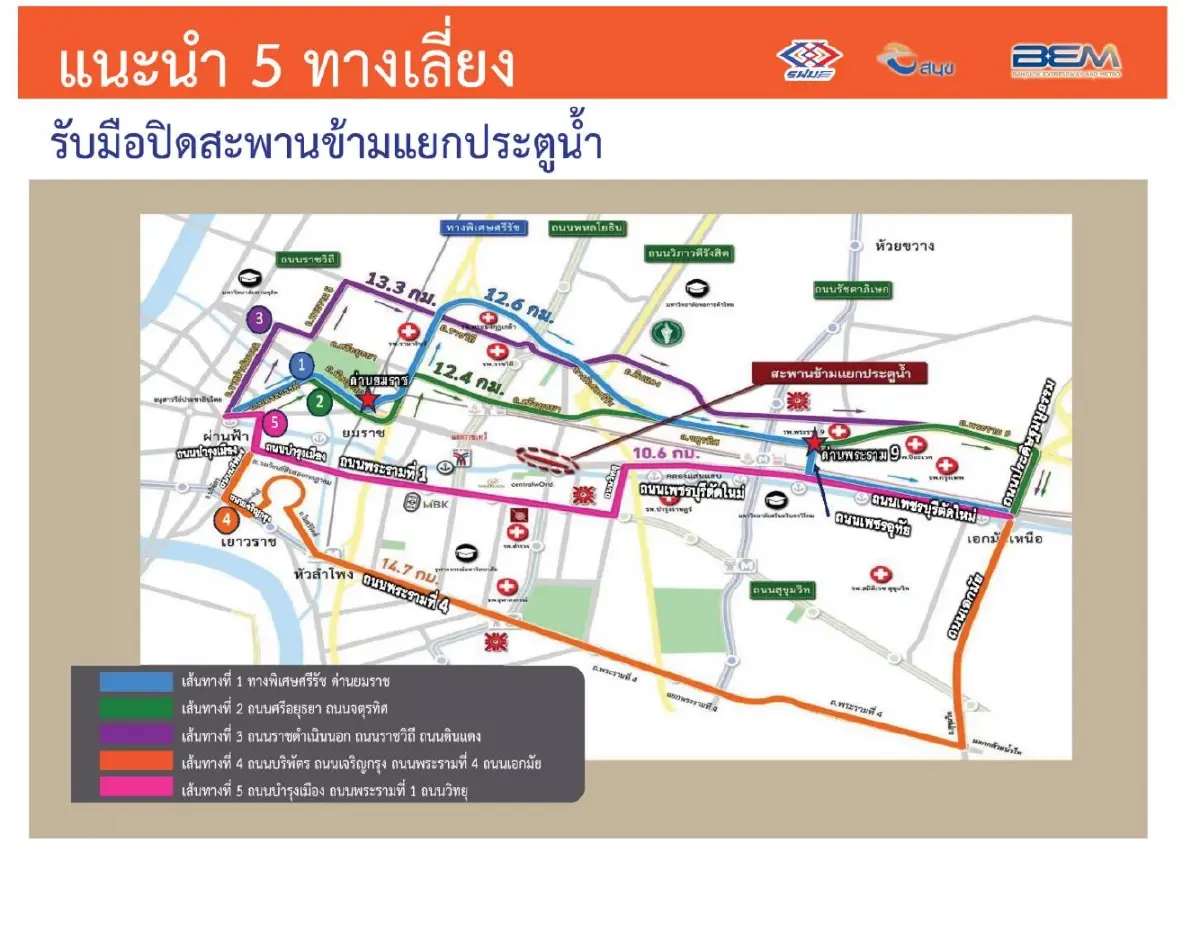 รฟม. แนะ 5 ทางเลี่ยงรถติด ปิดสะพานข้ามแยกประตูน้ำ 24 เม.ย.นี้