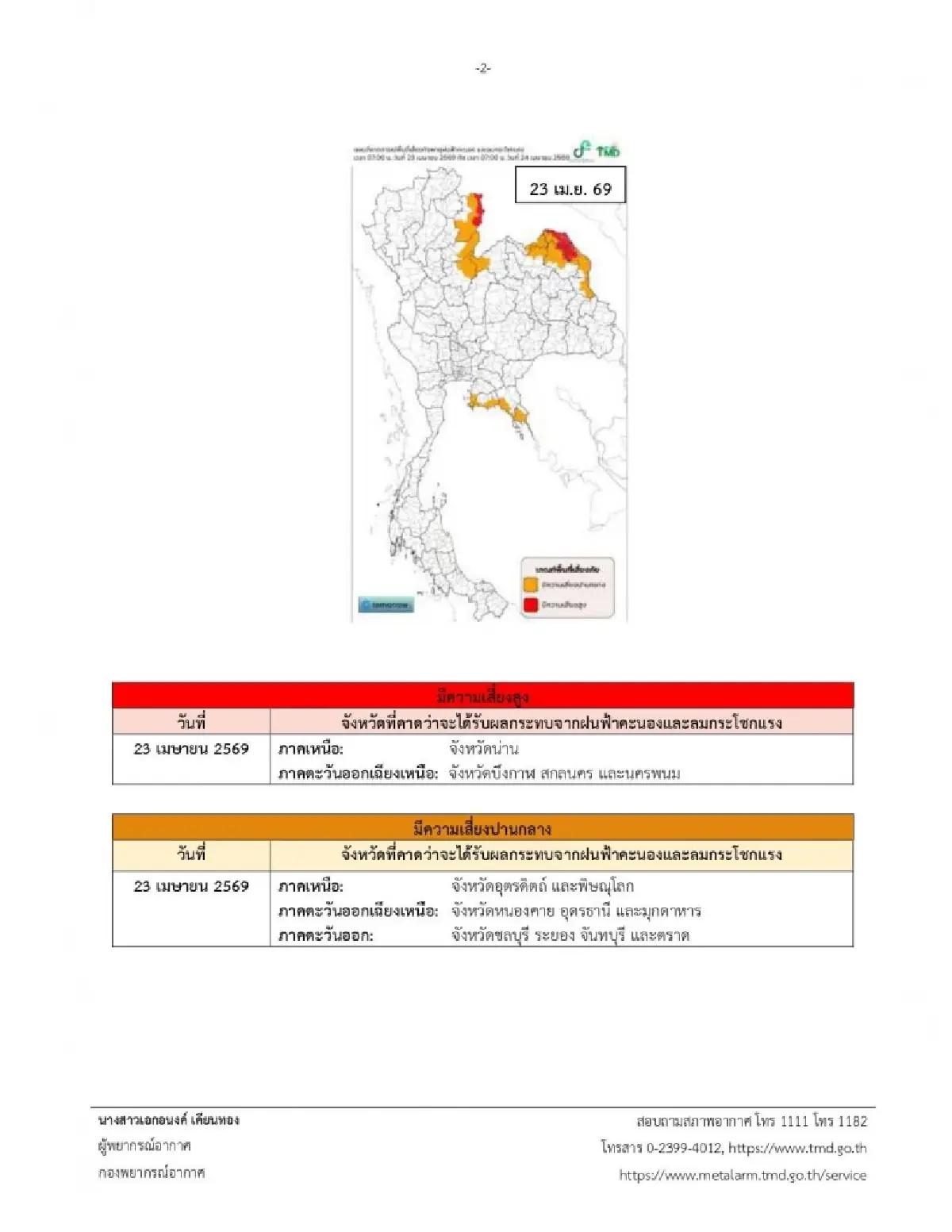 ประกาศกรมอุตุ ฉ.1 พายุฤดูร้อนระลอกใหม่ ฝนถล่มไทย 3 วันติด ลมแรง ลูกเห็บตก