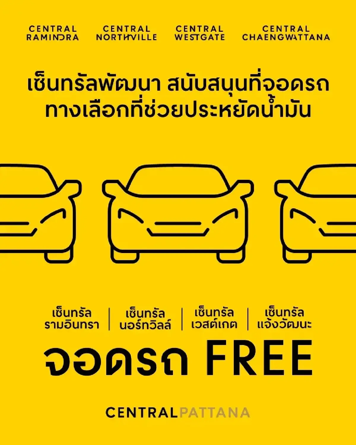 จอดรถฟรี เซ็นทรัล 4 สาขา ตั้งแต่ 06.00 น. ตลอดเดือนเมษายน 2569