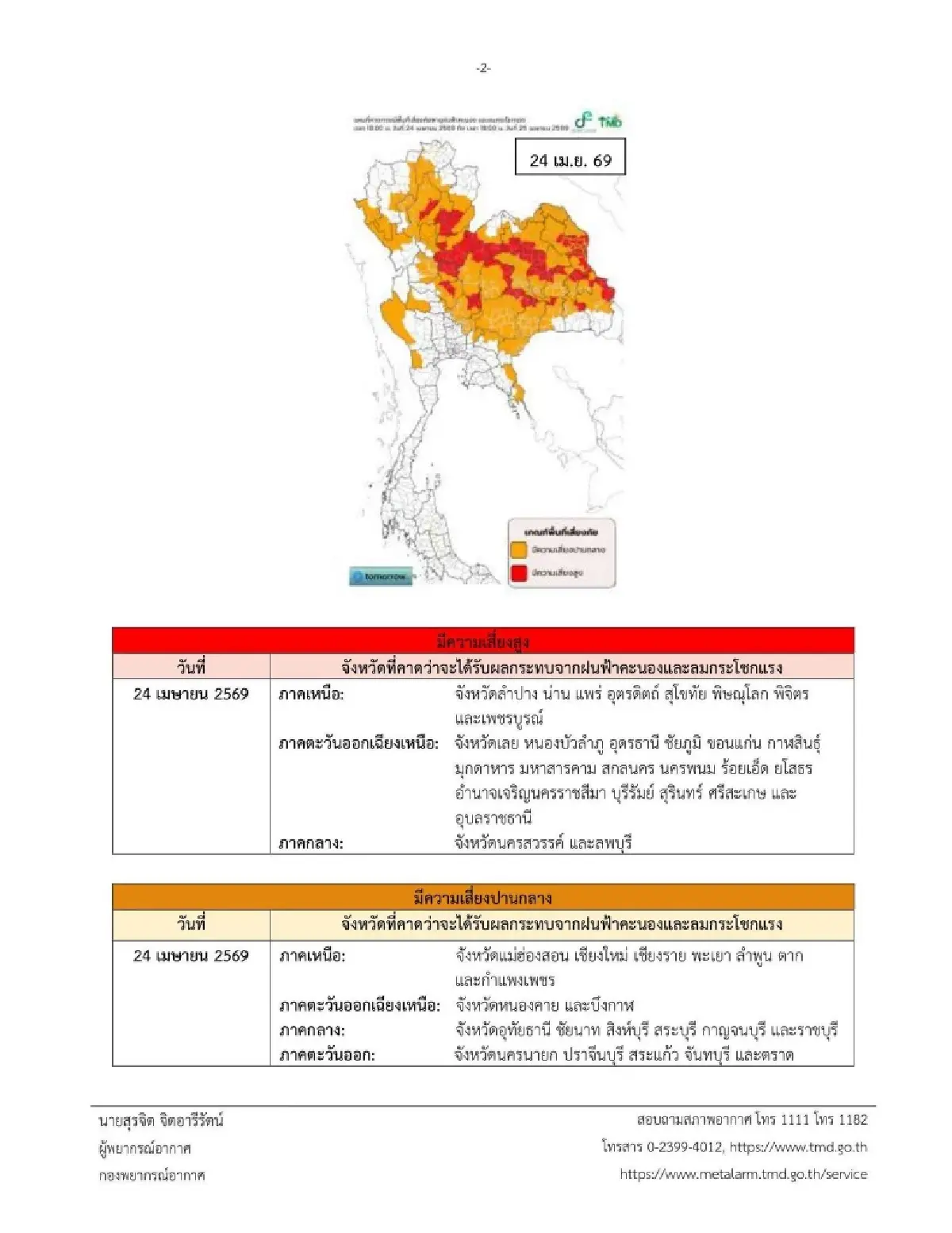 อุตุฯ ประกาศ ฉ.5 พายุฤดูร้อน ถล่มไทย 48 จังหวัด รายชื่อพื้นที่สีแดง