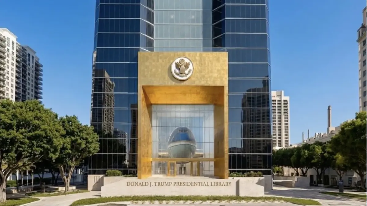 เผยโฉม ห้องสมุดประธานาธิบดี โดนัลด์ ทรัมป์ สุดอลังการ เครื่องบินวางกลางล็อบบี้