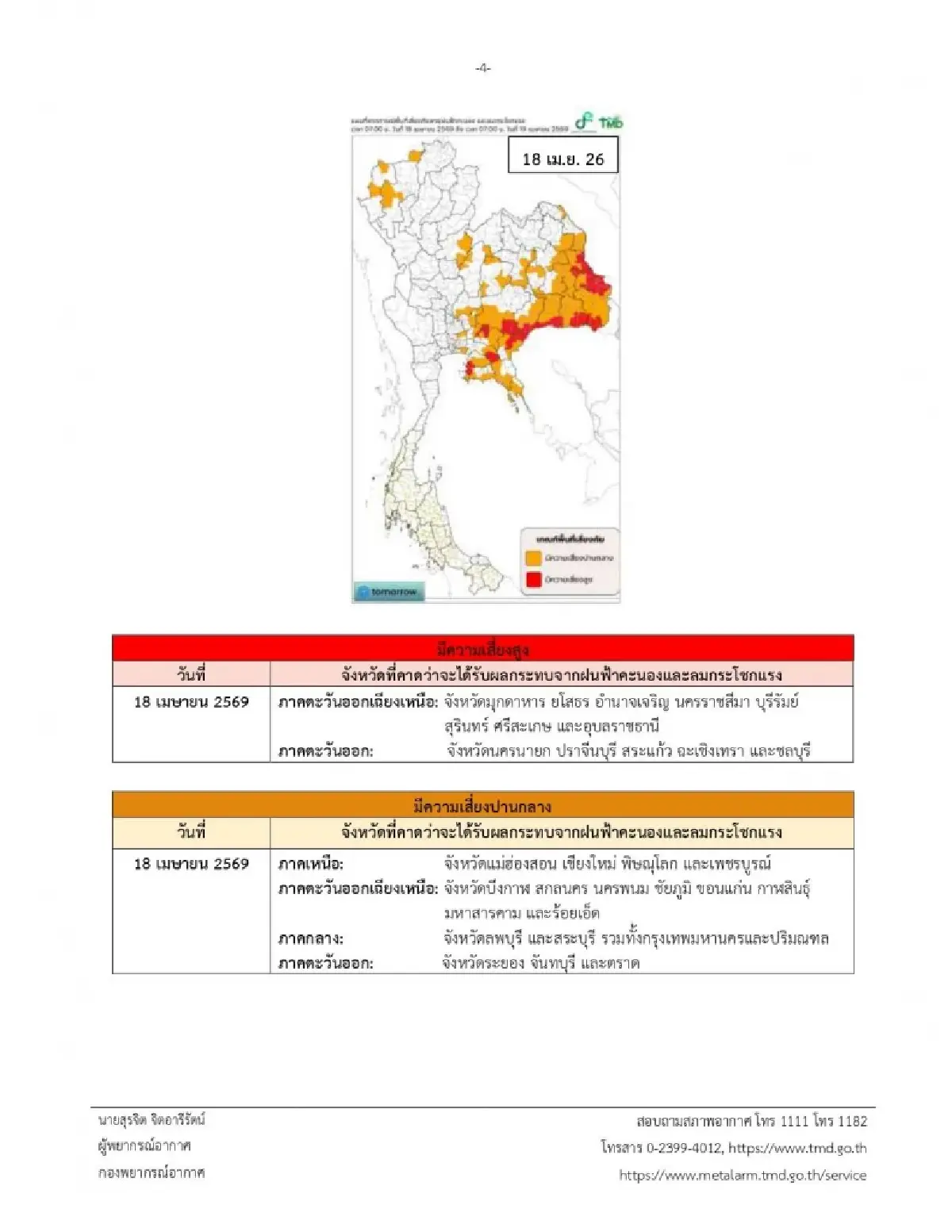 ประกาศกรมอุตุ ฉ.4 มวลอากาศเย็นแผ่ปกคลุมไทย เกิดพายุฤดูร้อนยาว 5 วันติด