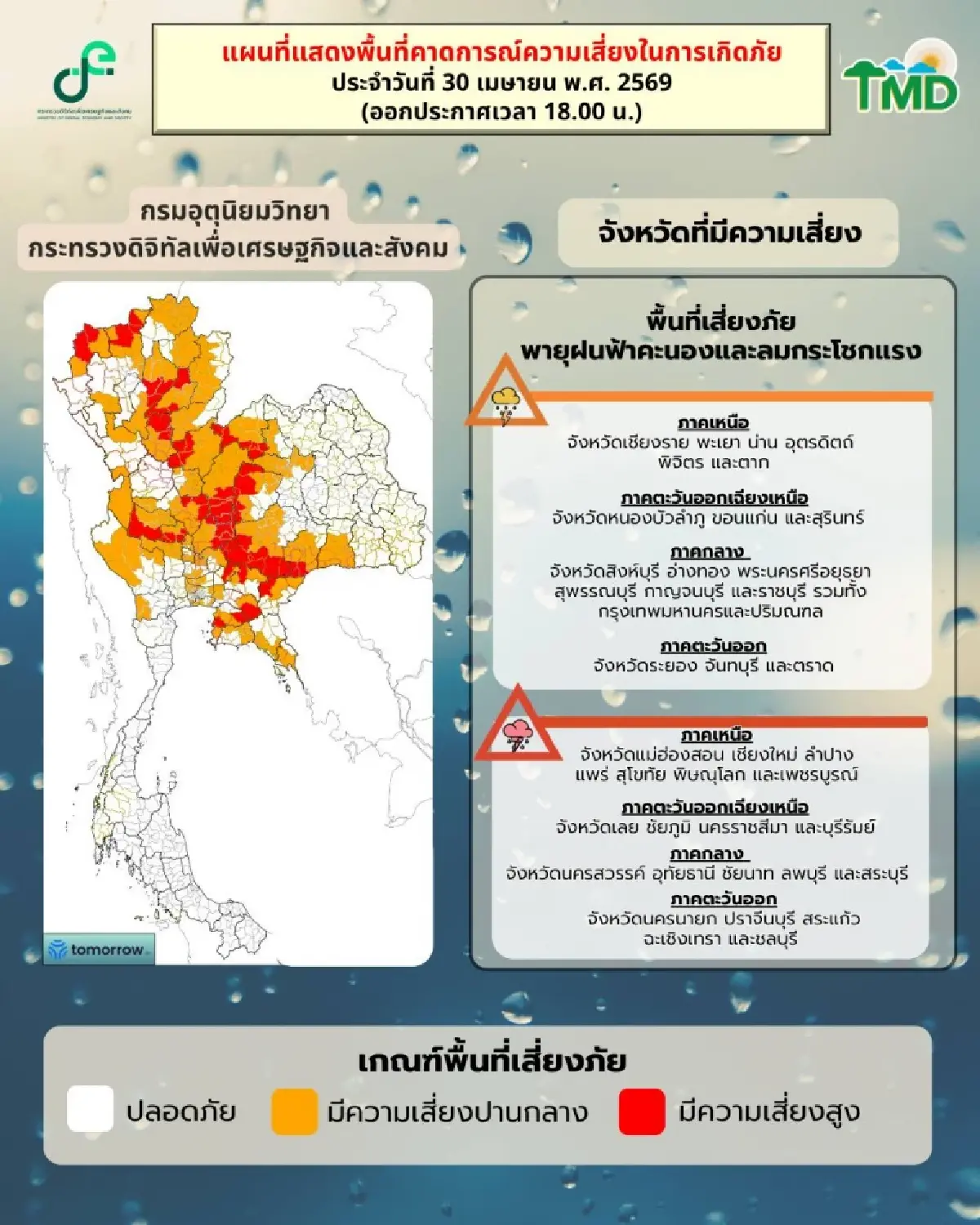 พายุฤดูร้อน ถล่มไทย อุตุฯ ประกาศล่าสุด ระวังลมแรง ลูกเห็บตก ฟ้าผ่า กระทบถึง 1 พ.ค.นี้