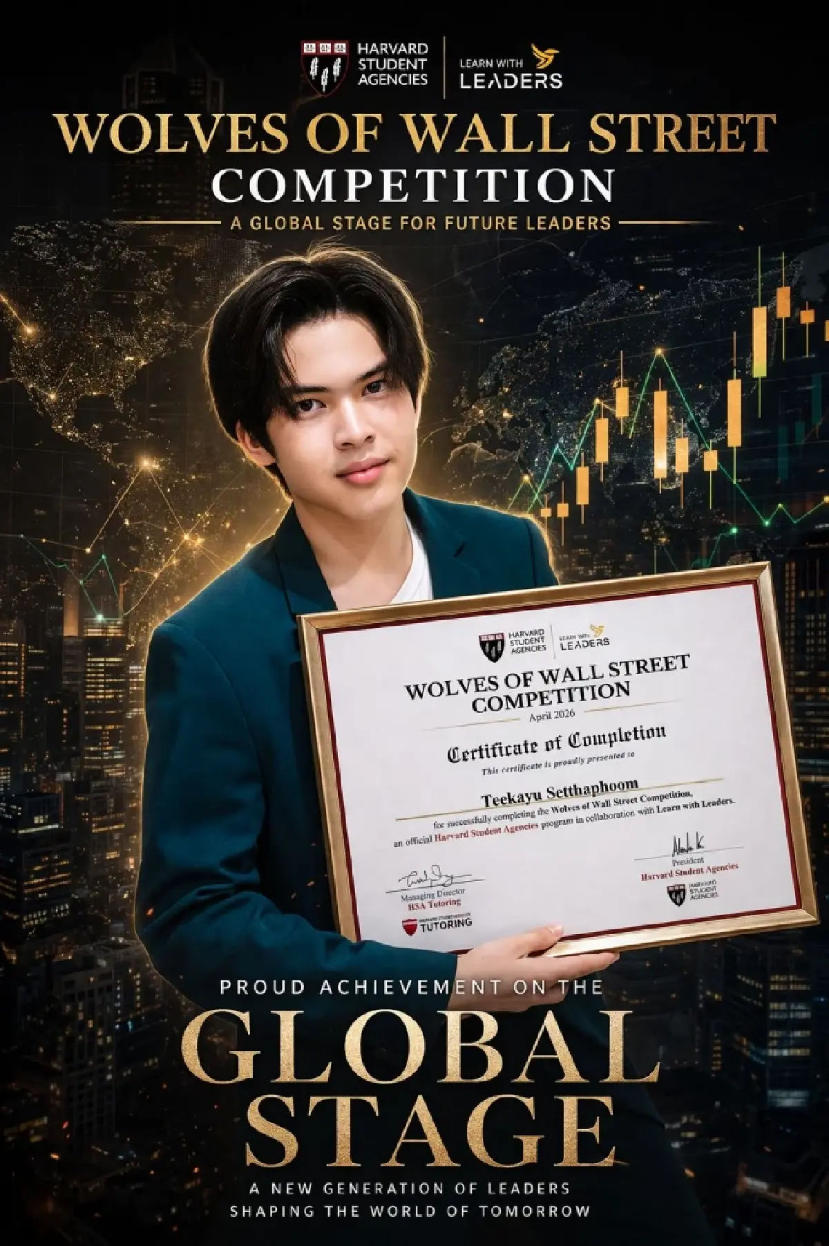 ‘น้องฑีฆายุ’ลูกชาย‘แอนนี่ บรู๊ค’ หนึ่งเดียวในไทย  แข่ง ‘เทรดหุ้น’ เวที Wolves of Wall Street คว้ารางวัลโลก