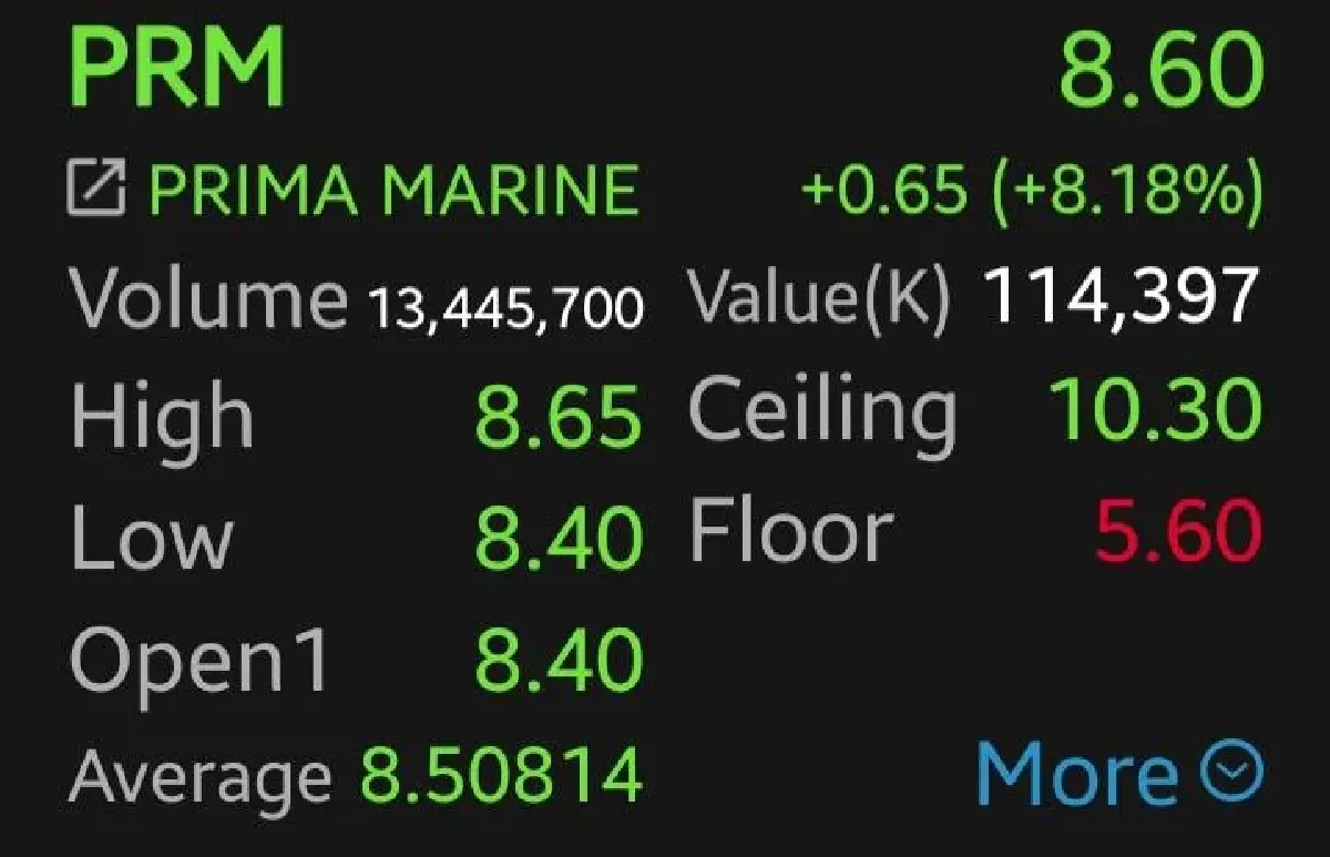 หุ้น PRM บวก 8.18% หลัง 'นทลิน' ยื่นเทนเดอร์เพิ่ม 7.01% เคาะราคาที่ 9 บาท