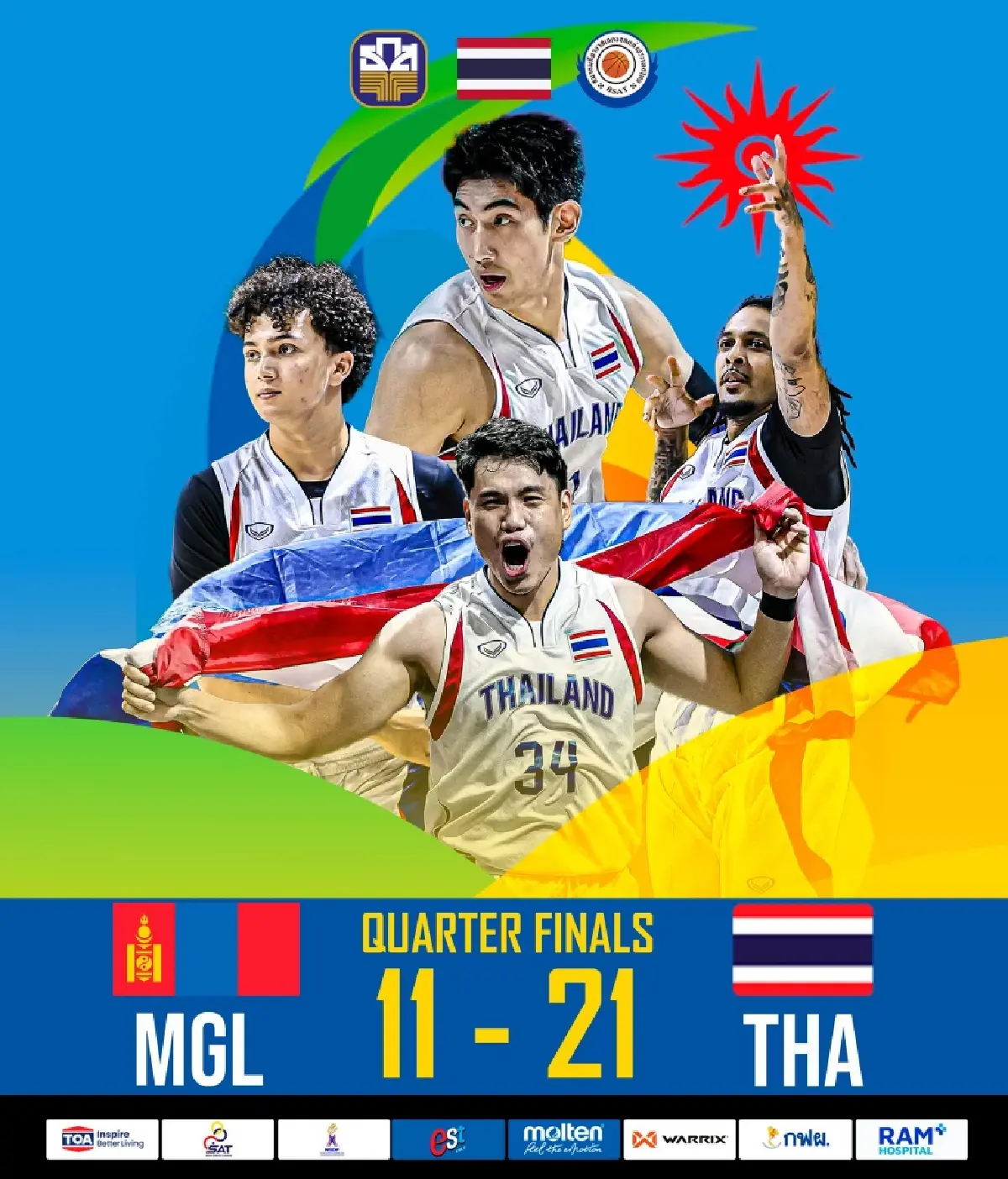 LIVE สด 'ไทย พบ จีน' ถ่ายทอดสด บาสเกตบอล 3x3 หญิง เอเชียนบีช เกมส์ 2026