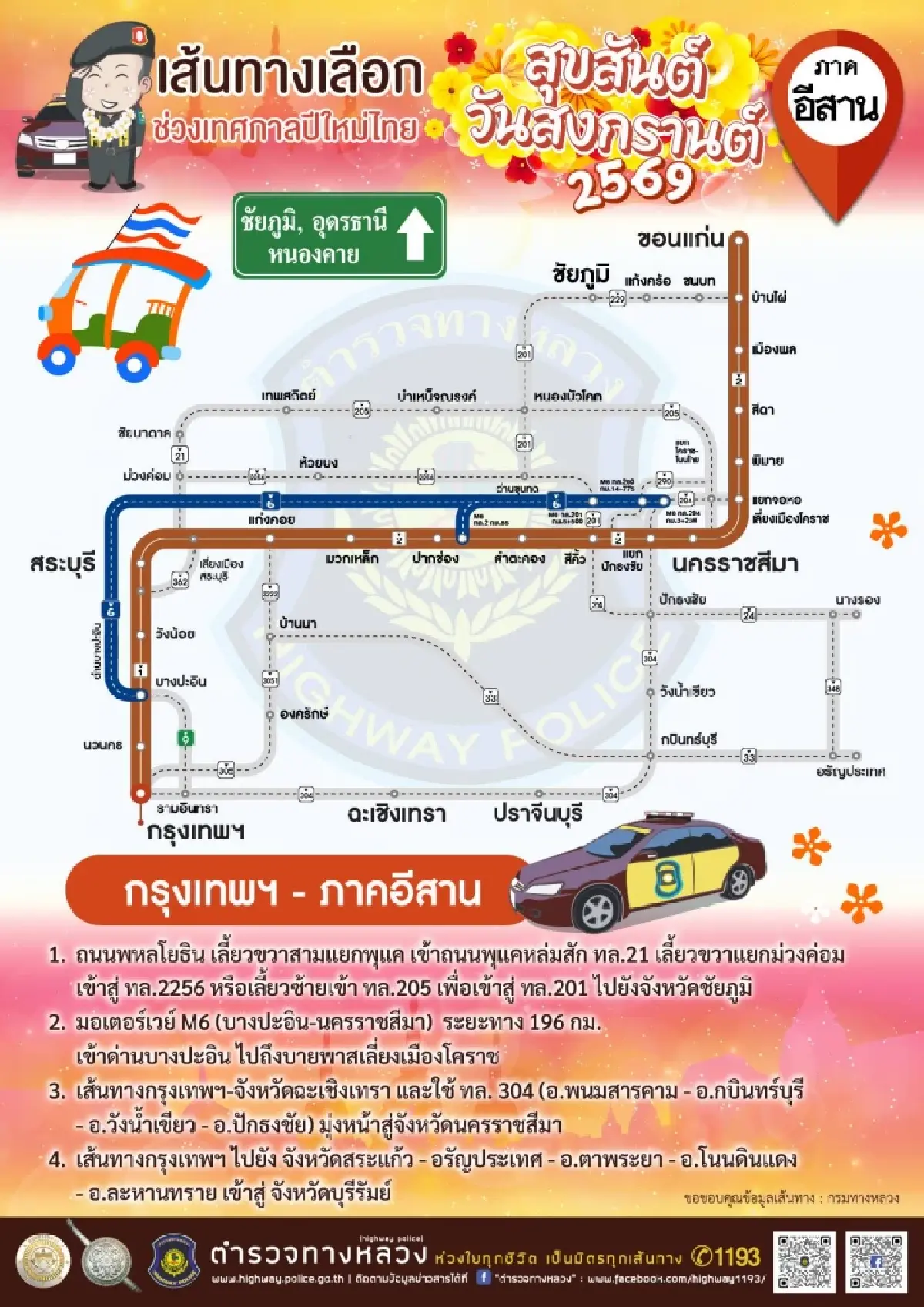 ตำรวจทางหลวง กางแผนรับมือสงกรานต์ 2569 แนะ 4 เส้นทางเลี่ยงทั่วไทย