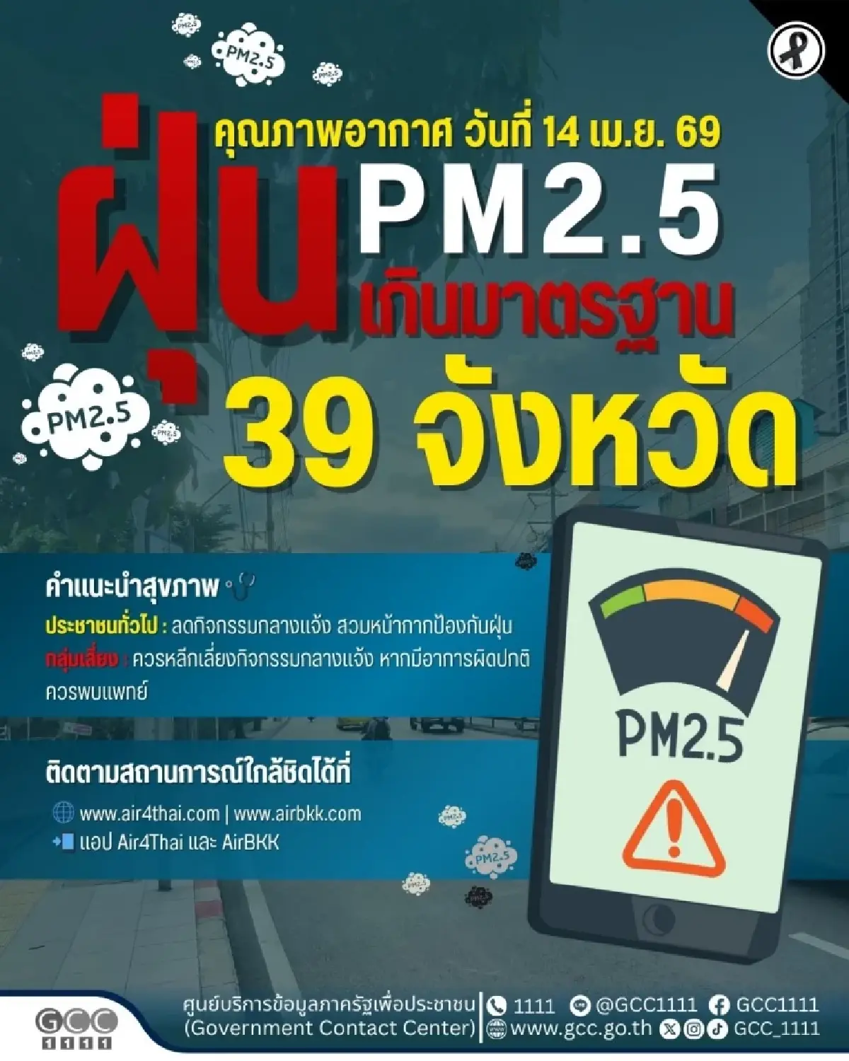 มลพิษทางอากาศวันนี้ 39 จังหวัดจมฝุ่น PM 2.5 ภาคเหนือขั้นวิกฤติ