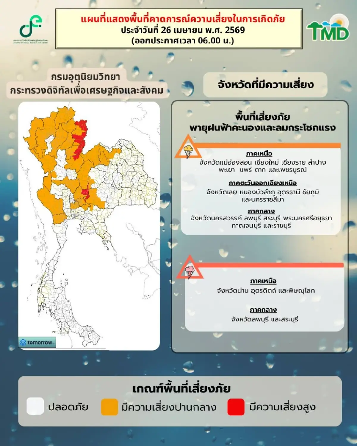 วันนี้ฝนถล่ม ‘เหนือ อีสาน’ 21 จว. ลมพัดแรง ลูกเห็บตก กทม. ฟ้าคะนอง