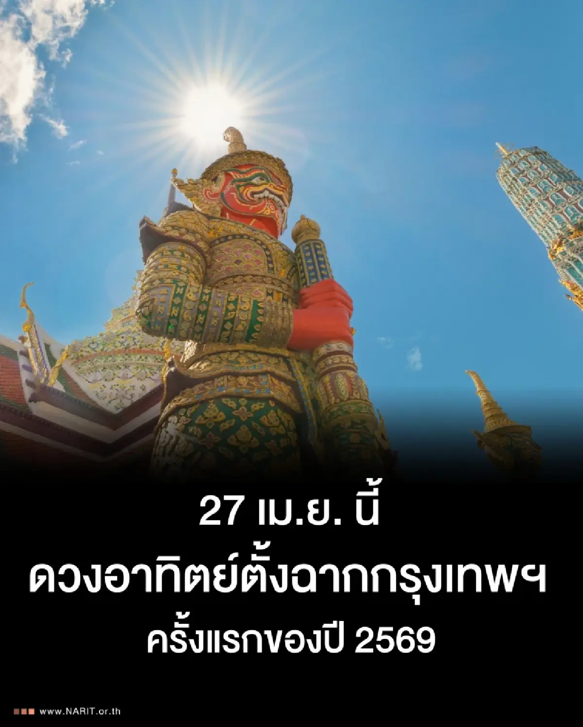 27 เม.ย.นี้ กทม. ไร้เงา 'ดวงอาทิตย์ตั้งฉาก'  ร้อนที่สุดหรือไม่?