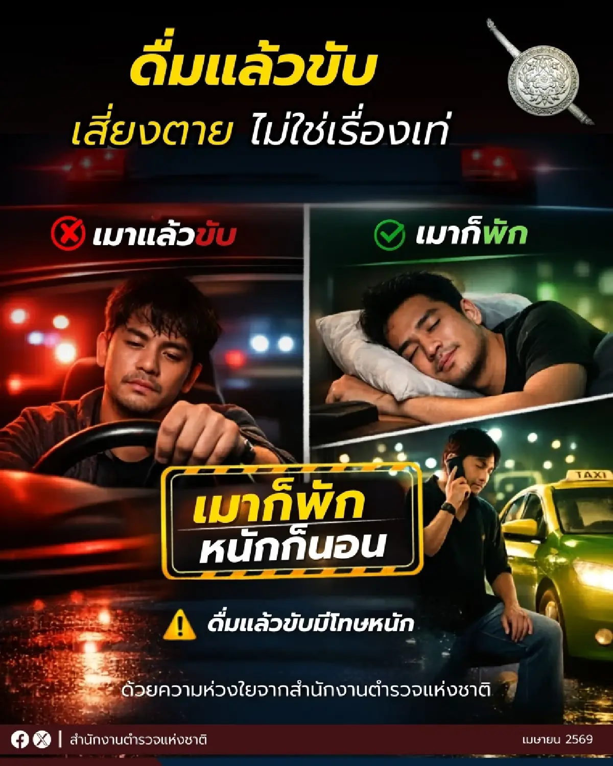 สงกรานต์ 69 ตร. เข้มบังคับใช้กฎหมายจราจร วันเดียวจับเมาแล้วขับกว่า 2,600 ราย