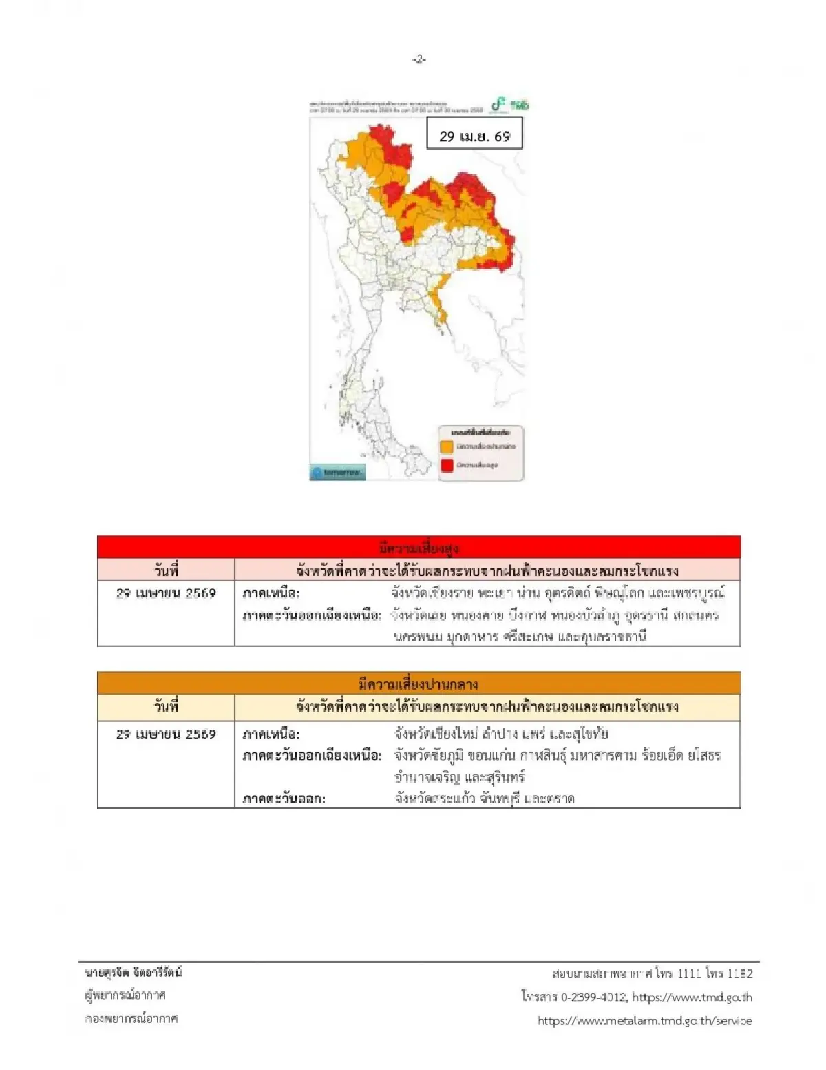 ประกาศกรมอุตุ ฉ.2 พายุฤดูร้อนเกิดขึ้น 3 วันติด ภาคเหนือเจอก่อน ฝนตก ลมแรง