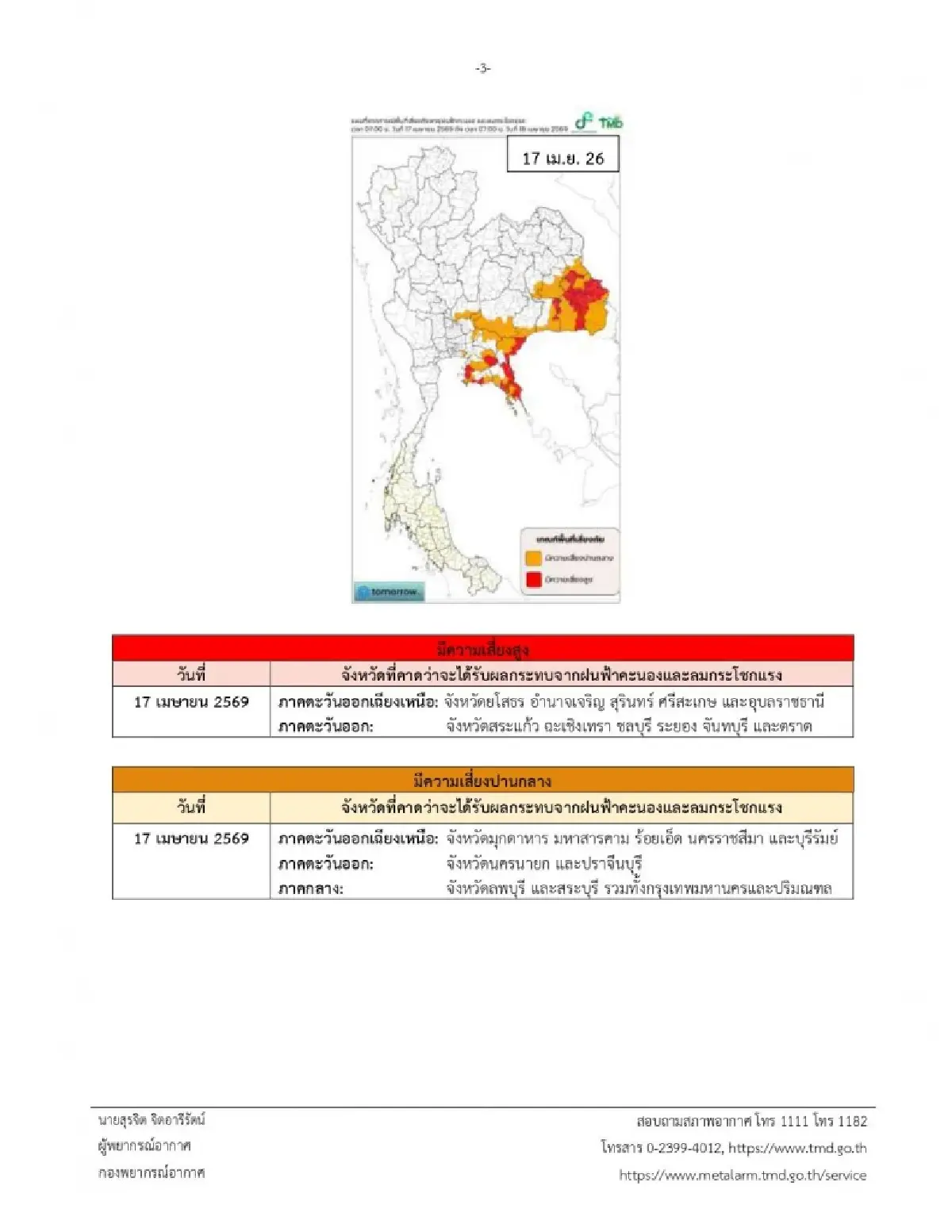 ประกาศกรมอุตุ ฉ.4 มวลอากาศเย็นแผ่ปกคลุมไทย เกิดพายุฤดูร้อนยาว 5 วันติด