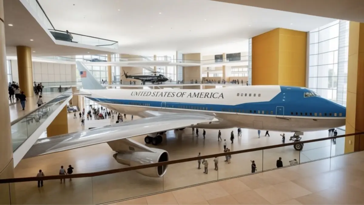 เผยโฉม ห้องสมุดประธานาธิบดี โดนัลด์ ทรัมป์ สุดอลังการ เครื่องบินวางกลางล็อบบี้