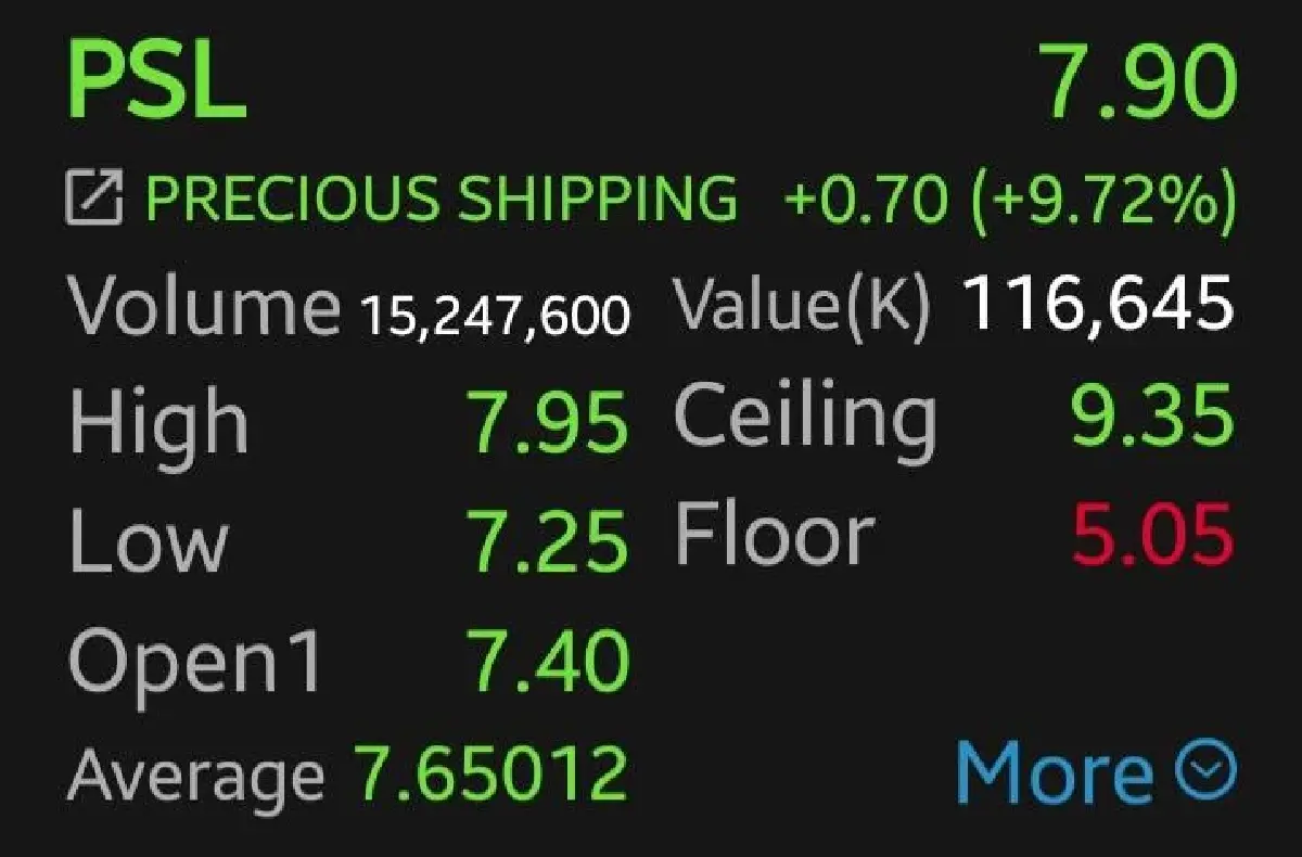 5 หุ้นเดินเรือบวกคึก  PSL-TTA นำกลุ่ม 9.72% โบรกเผยค่า BDI พุ่งใกล้ทำนิวไฮรอบ 3 ปี