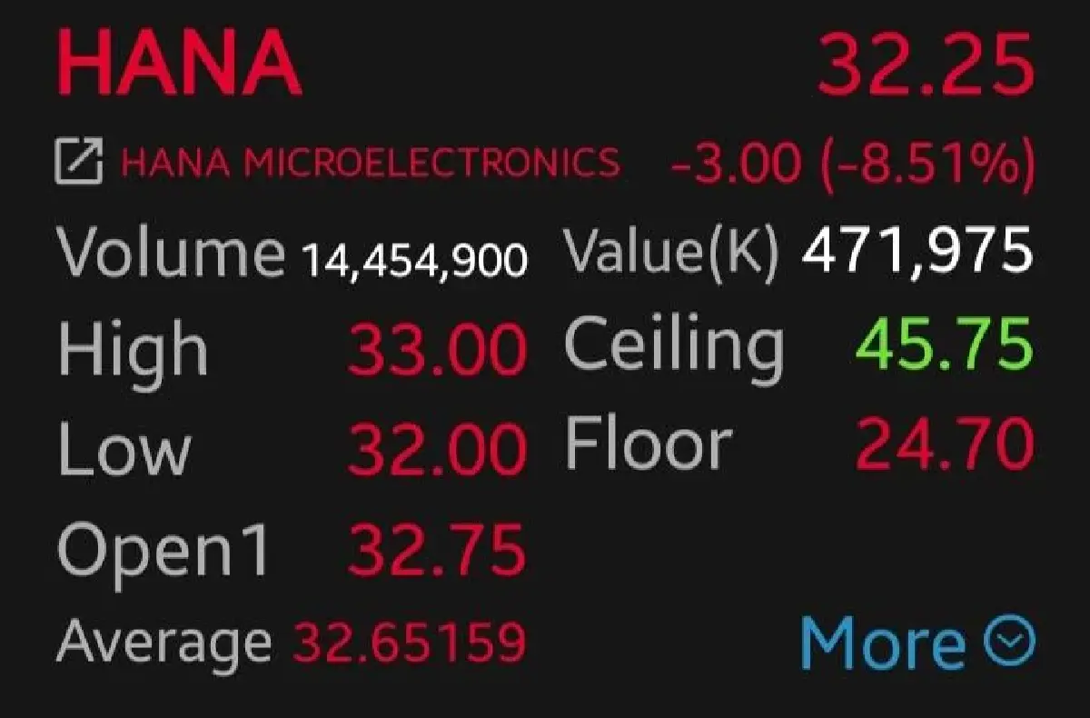 4 หุ้นชิ้นส่วนกอดคอร่วง HANA นำกลุ่มดิ่ง 8.51% หลังงบ Q1/69 ต่ำคาด ฉุดกลุ่ม